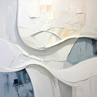 Silent Reflection by Rosalie Powell, contemporary abstract artwork featuring layered neutral tones, sculptural forms and a subtle contemplative face emerging within the composition. A refined minimalist artwork designed for modern interiors.
